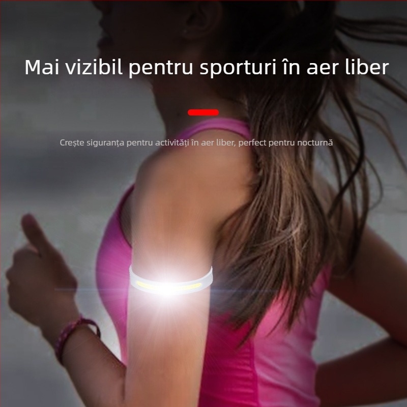 Frontală COB reîncărcabilă, rezistentă la apă pentru alergare noapta, camping și pescuit — fascicul de 10 m, autonomie 3 ore, bandă de cap ABS+TPU, model Kj-cob