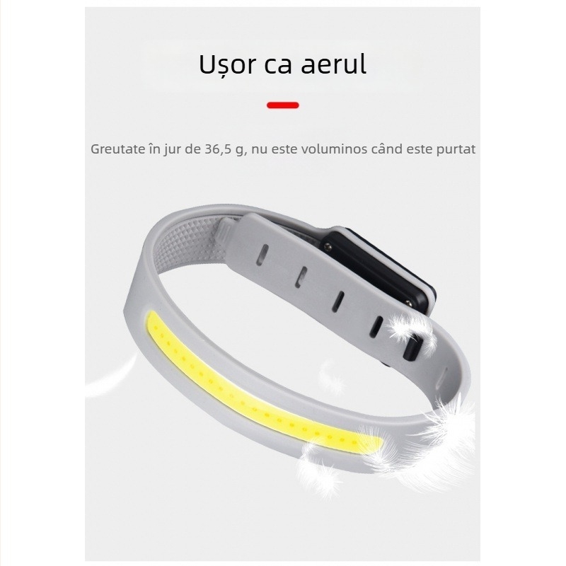 Frontală COB reîncărcabilă, rezistentă la apă pentru alergare noapta, camping și pescuit — fascicul de 10 m, autonomie 3 ore, bandă de cap ABS+TPU, model Kj-cob