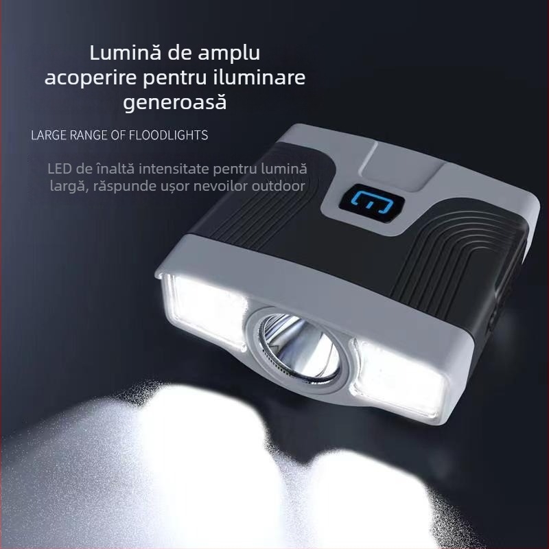 Lampa frontală LED pentru pescuit, cu clips pentru pălărie, montură pe cap, încărcare inclusă, rază de până la 50 m, compactă și ușoară, brand Qianliguang