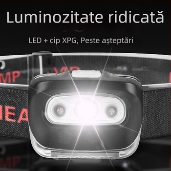 Lampa frontală LED portabilă pentru exterior, alimentare cu baterie, 3W, iluminare roșie și albă duală, pentru pescuit și plimbări nocturne