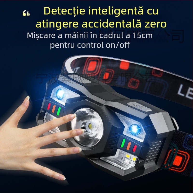 Frontala LED portabilă – reîncărcabilă, 5W, 800 mAh, sursă LED, ABS carcasă, încărcător inclus, rază 200–500 m