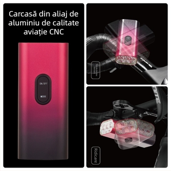 Faro frontal pentru bicicletă, LED, 2000 lumeni, corp din aliaj de aluminiu, încărcare Type-C, 10000 mAh, rezistent la apă