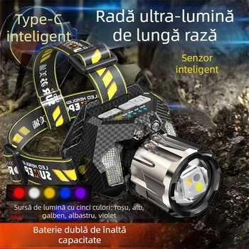 Frontala LED reîncărcabilă, ultraluminantă, rază lungă, senzor, autonomie 16h