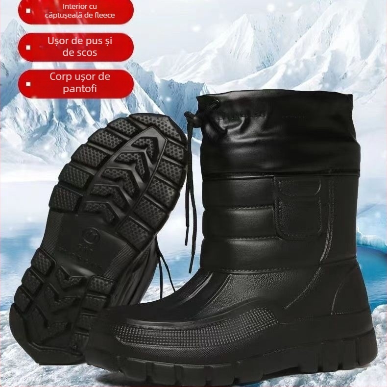 Ghete de zăpadă: impermeabile, antiderapante, căptușite cu fleece sintetic, PU partea superioară, EVA talpă