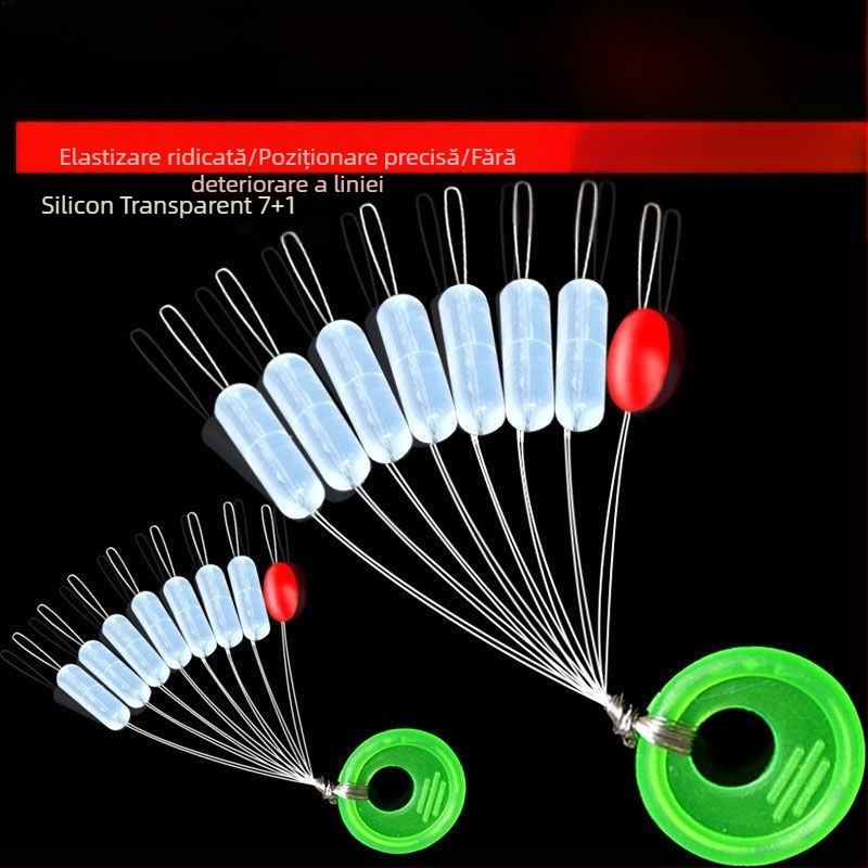 Mărgele spațiale din silicon, cilindrice, set complet pentru accesorii linie de pescuit (Material: Silicon; Formă: Cilindrică; Element: Mărgele spațiale; Set: Complet)