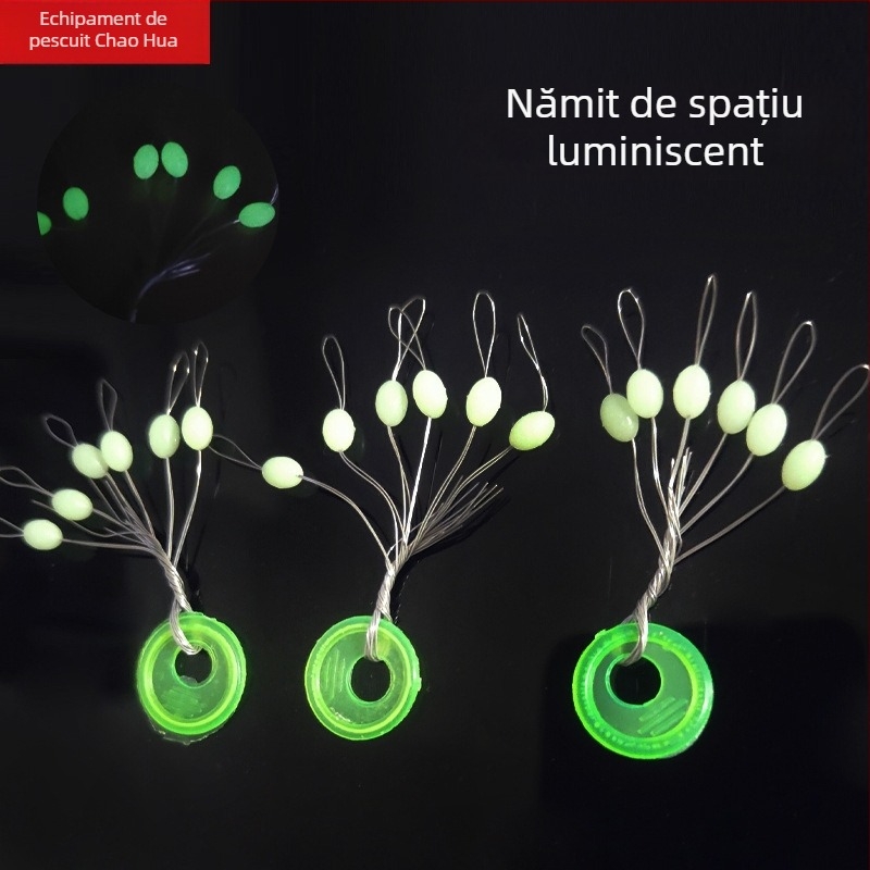 Boabe spațiale din silicon, cu formă ovoidă, pentru pescuit marin – fosforescente, prietenoase cu firul