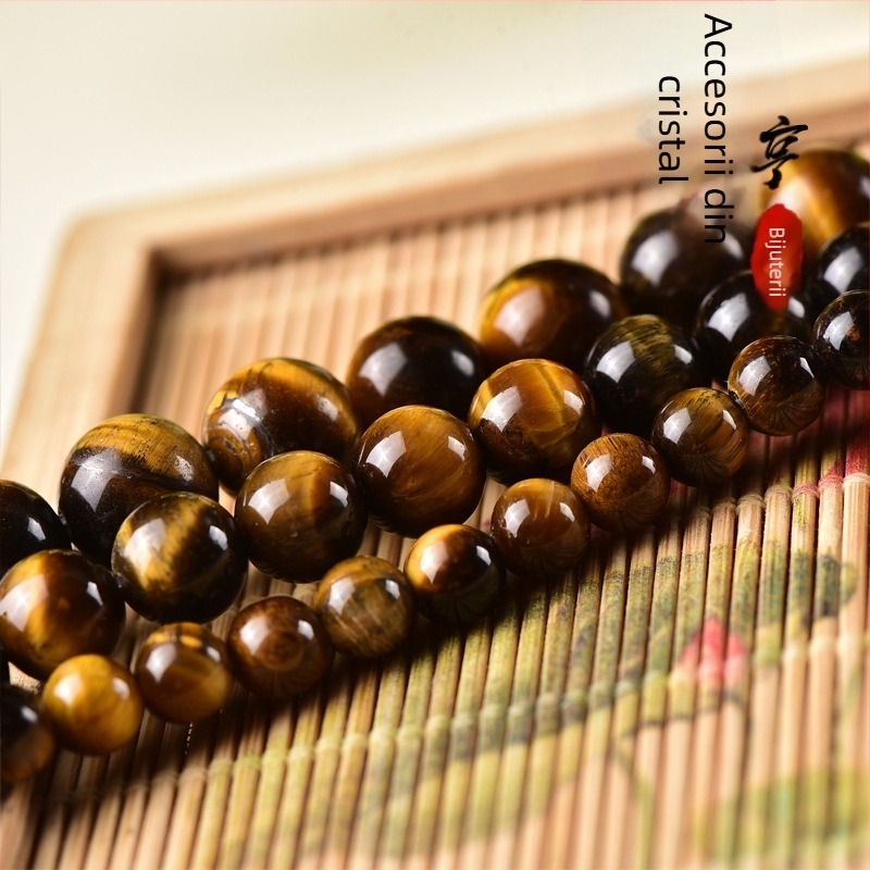 Mărgele libere din piatră ochi de tigru, rotunde, tăiate și șlefuite, origine Lianyungang