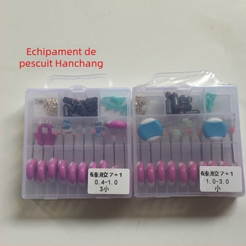Set de accesorii pentru pescuit — Hanchang, componente din silicon, într-o cutie cilindrică transparentă