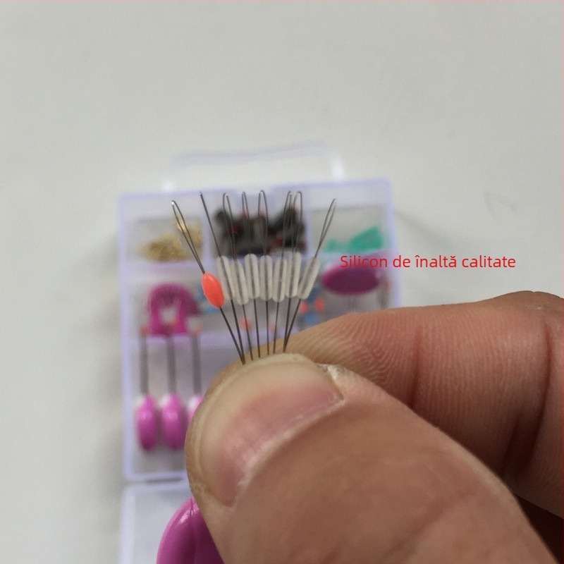 Set de accesorii pentru pescuit — Hanchang, componente din silicon, într-o cutie cilindrică transparentă