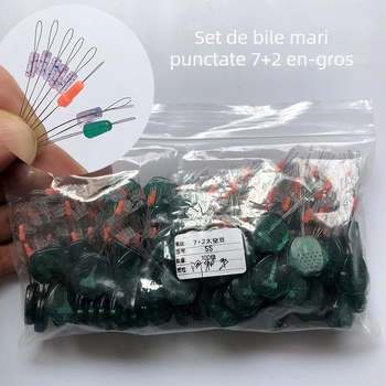 Set linie Space Bead pentru pescuit – silicon, 7+2 pete, boabe transparente