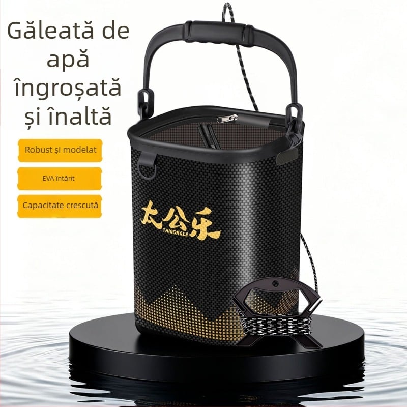 Galeată de apă pentru pești vii cu plasă anti-cădere integrată, turnată din EVA într-o singură piesă, design înălțat