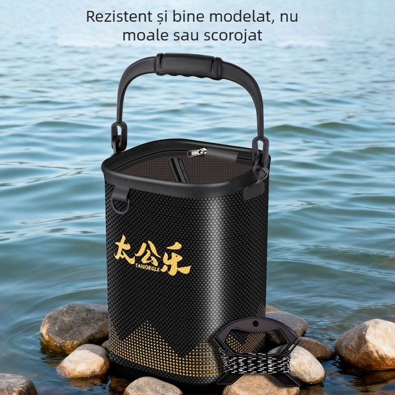 Galeată de apă pentru pești vii cu plasă anti-cădere integrată, turnată din EVA într-o singură piesă, design înălțat