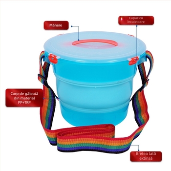 Găleată pliabilă cu capac, din plastic, cu curea, pentru transportul peștilor vii, bazin pentru momeli și spălare auto; etichetă privată licențiată