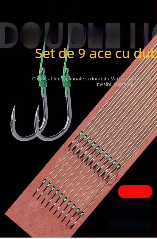 Bravo Set cu două cârlige, cârlige pre-legate, linie PE și linie anti mușcă pentru pescuit la fund