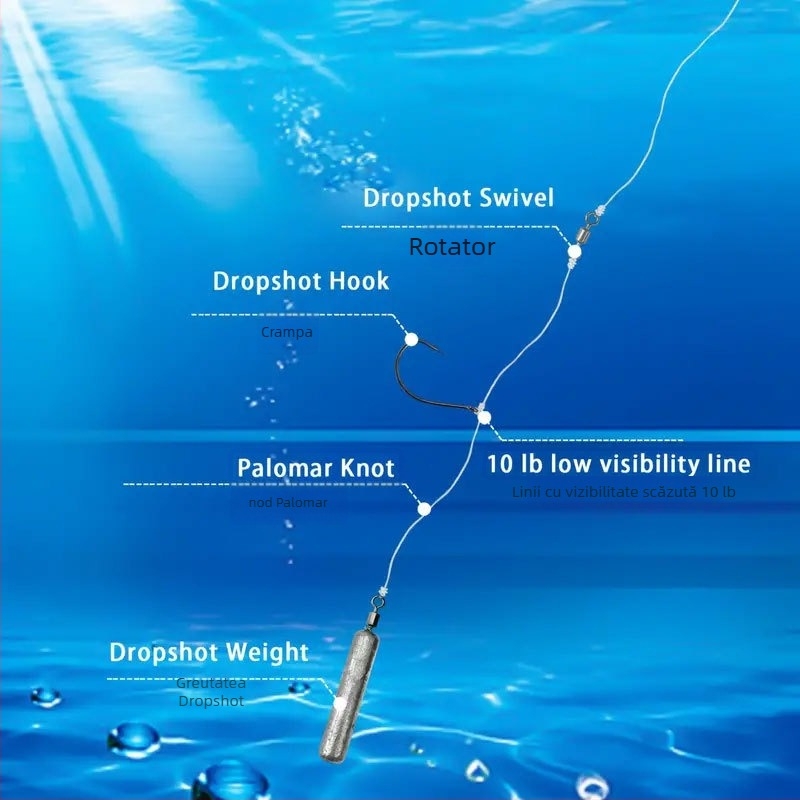 Set de pescuit invers pentru biban, cu cârlig invers și componente din plumb și oțel inoxidabil (Origine: China; Materiale: plumb, oțel inoxidabil)