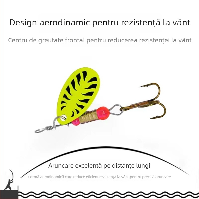 Momeală de pescuit spinner cu cârlig din pene metalice, 3-9 g, PU material