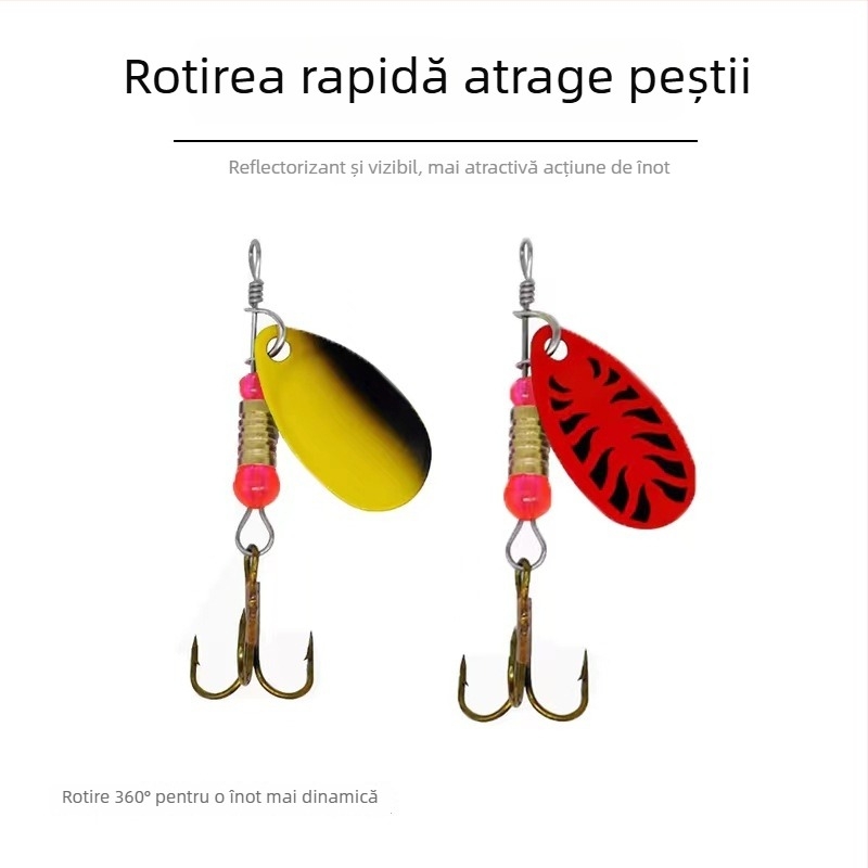 Momeală de pescuit spinner cu cârlig din pene metalice, 3-9 g, PU material