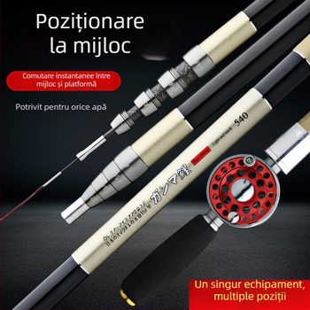 Undiță de pescuit cu roți, multifuncțională, lansare frontală, din carbon înalt