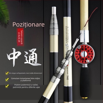 Undiță de pescuit cu roți, multifuncțională, lansare frontală, din carbon înalt