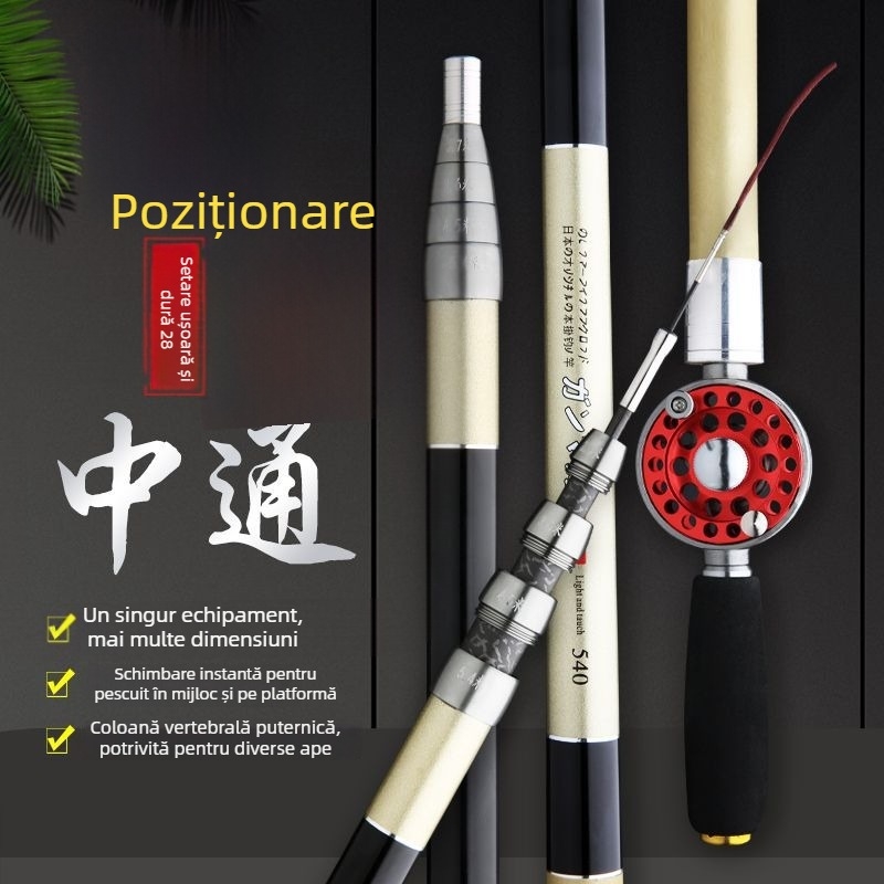 Undiță de pescuit cu roți, multifuncțională, lansare frontală, din carbon înalt