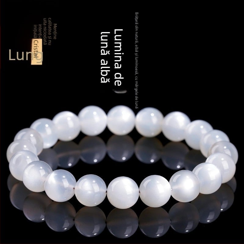 Brățară din piatră lunară, design geometric unisex, șlefuire lucioasă, lansare primăvara 2025