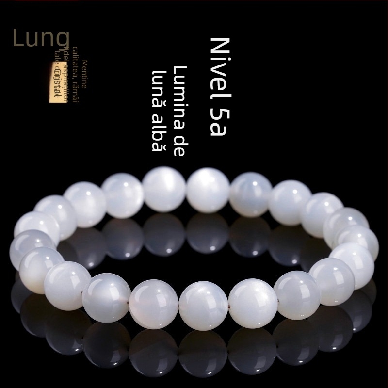 Brățară din piatră lunară, design geometric unisex, șlefuire lucioasă, lansare primăvara 2025