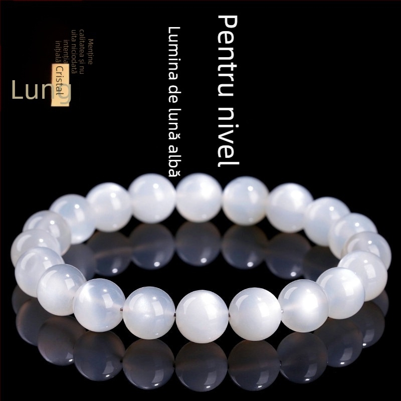 Brățară din piatră lunară, design geometric unisex, șlefuire lucioasă, lansare primăvara 2025