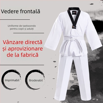 Uniformă Taekwondo unisex, 90% bumbac (combed cotton), respirabilă și confortabilă, pentru copii și adulți