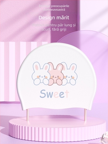 Șapcă de înot din silicon pentru femei – impermeabilă, elasticitate înaltă, confortabilă, pentru păr lung, model cu desene animate