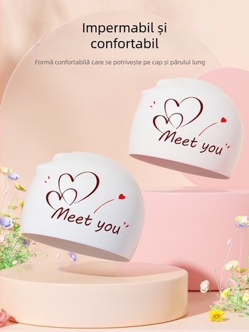 Pălărie de înot din silicon pentru adulți — model cu imprimeu; potrivită pentru înot și bălăceală