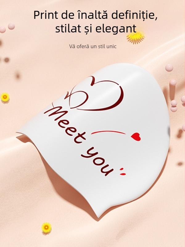 Pălărie de înot din silicon pentru adulți — model cu imprimeu; potrivită pentru înot și bălăceală