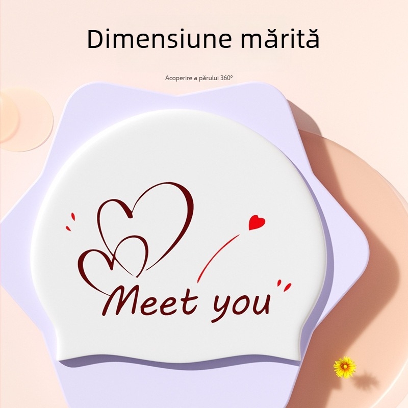 Pălărie de înot din silicon pentru adulți — model cu imprimeu; potrivită pentru înot și bălăceală
