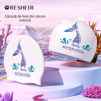 Ruijuer Cască de înot din silicon pentru femei și adulți, cu model imprimat, protecție a urechilor, pentru înot, marcă privată autorizată