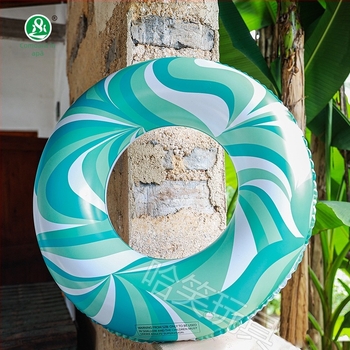 Inel de înot gonflabil pentru copii, PVC, imprimare cu valuri de apă, Treasure in the Water