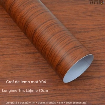 Folie de interior pentru schimbarea culorii, aspect lemn, PVC, pentru panoul de bord și consola centrală, luciu/mat, brand Shiao