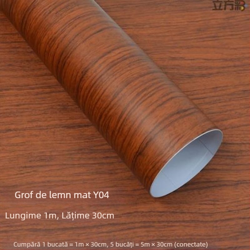 Folie de interior pentru schimbarea culorii, aspect lemn, PVC, pentru panoul de bord și consola centrală, luciu/mat, brand Shiao