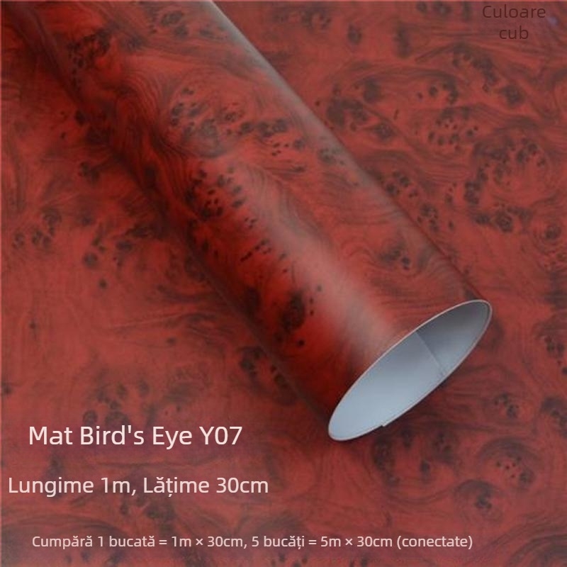 Folie de interior pentru schimbarea culorii, aspect lemn, PVC, pentru panoul de bord și consola centrală, luciu/mat, brand Shiao