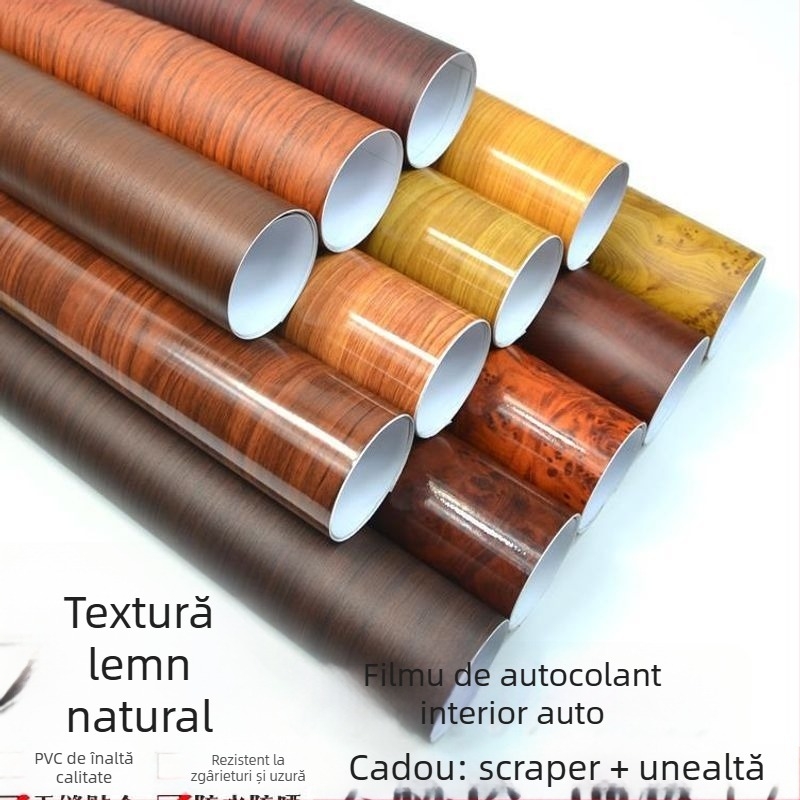 Folie pentru interiorul mașinii cu imitatie de lemn și schimbare de culoare pentru consola centrală – PVC, Brand Shiao; Garanție: vedeți detalii