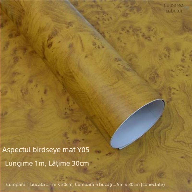 Folie vinilică pentru interiorul mașinii cu schimbare de culoare, în model de lemn, pentru panoul central de control – PVC, finisaj lucios/mat