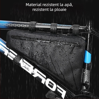 Geantă triunghiulară pentru cadru de bicicletă, PVC — impermeabilă, cu căptușală, capacitate mare