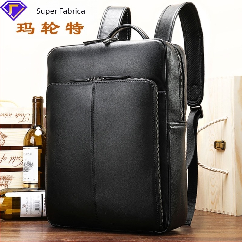 Rucsac din piele naturală, piele de vițel din primul strat, bretele curbate, respirant, impermeabil și rezistent la uzură