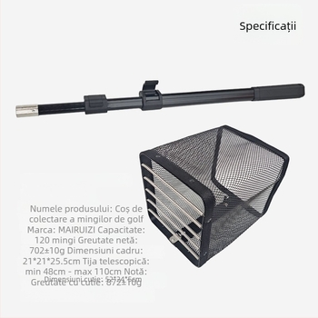 Colector de mingi de golf cu structură din aluminiu retractabilă, pentru antrenament cu mai multe mingi