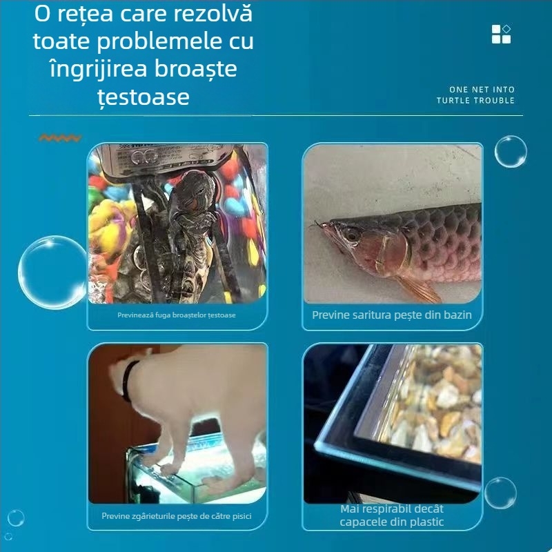 Capac de acvariu cu plasă pentru țestoase, cu plasă elastică, anti-evadare și anti-zgâriere de pisică (Material: Plastic; Categorie: Echipamente pentru acvariu; Numar produs: AXd6ktOGoR0SNCfobqw3TVtd8XE=)