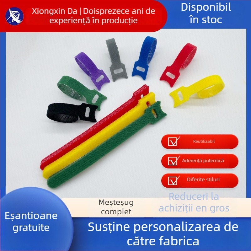 Legături Velcro pentru cabluri, dublu față-în-spate, din nailon, amestec nailon+poliestru, pentru gestionarea cablurilor