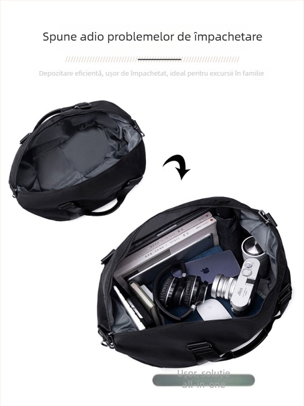 Geantă de călătorie cu separator umed-uscat, unisex, nailon, impermeabilă, capacitate 20-35L