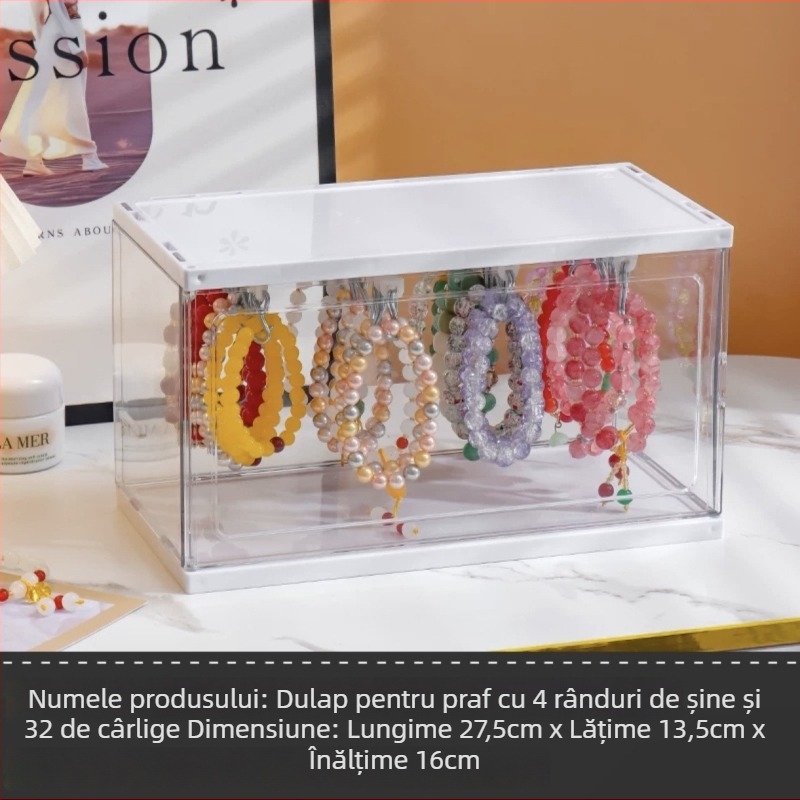 Cutie de depozitare pentru bijuterii din plastic - protecție împotriva prafului, protecție împotriva umezelii, suport de afișare pe birou, 1 nivel, 2 kg