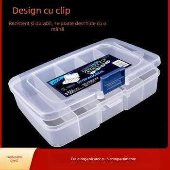 Cutie de depozitare pentru ace de tatuaj, din plastic, cu compartimente multiple și suport pentru bețișoare de bumbac