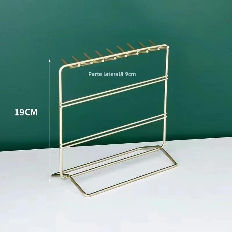 Raft pentru bijuterii din fier, stil Nordic, suport de expunere pentru cercei și coliere, cu 3 etaje, pentru birou