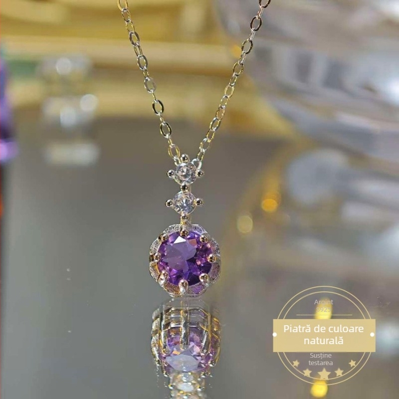 Colier cu pandantiv Topaz, din argint 925, set cu pietre, lanț cruce, formă geometrică, origine Shanwei