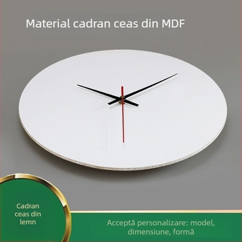 Cadran de ceas alb, personalizat, cu transfer prin sublimare, carcasă din lemn, mișcare mecanică, Yami